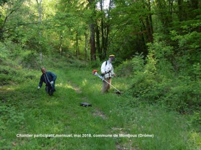 Chantier participatif Montjoux mai 2018 chemin rural suite et fin